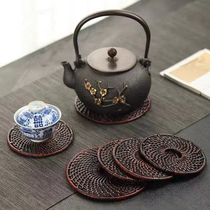 Chinese  Hand-woven Rattan Coaster Potholder Tea