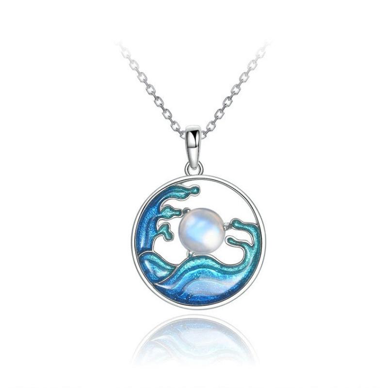 Silver Necklace Women's Sea Moon Chinese Style Jewelry