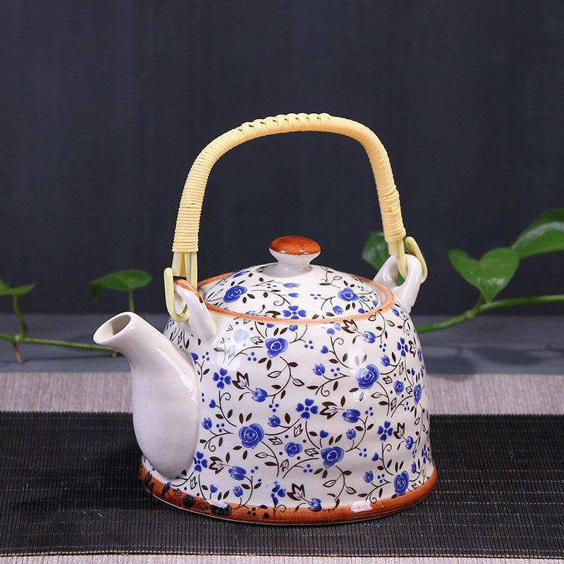 High Tea Celadon Teapot Longquan Glaze Mid-color Lifting Beam Teapot