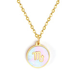 Minimalist White Shell Zodiac Necklace Adjustable Pendant-10