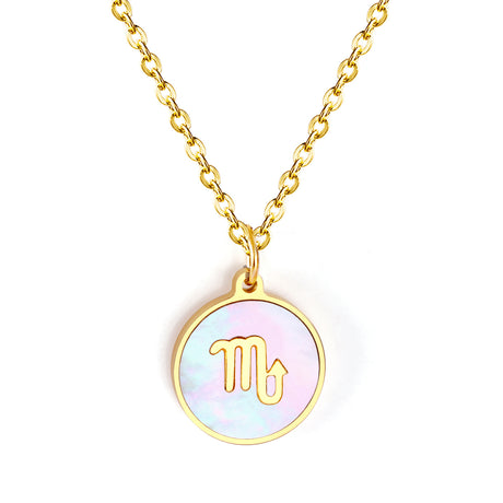 Minimalist White Shell Zodiac Necklace Adjustable Pendant-10