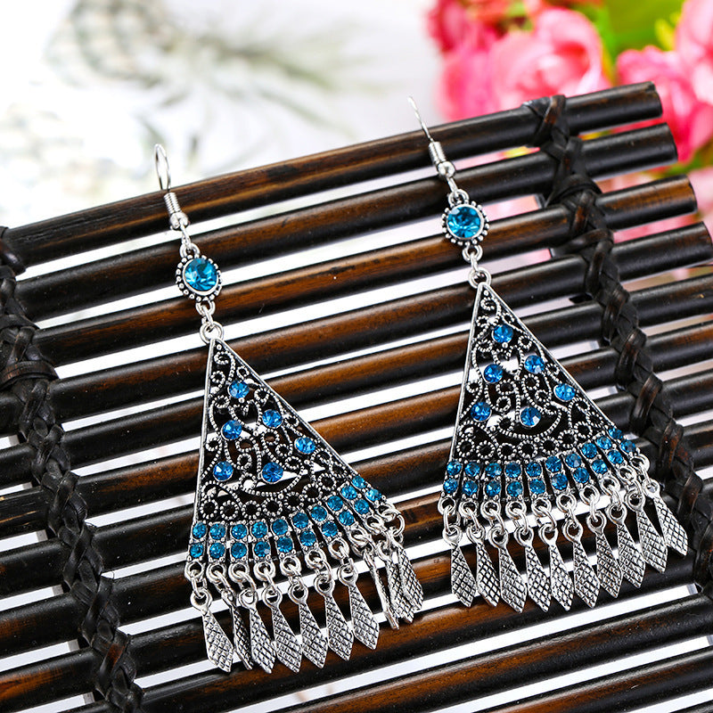 Textured Fan-Shaped Multilayer Earrings Chinese Style