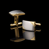 Gold two-tone brushed men's cufflinks