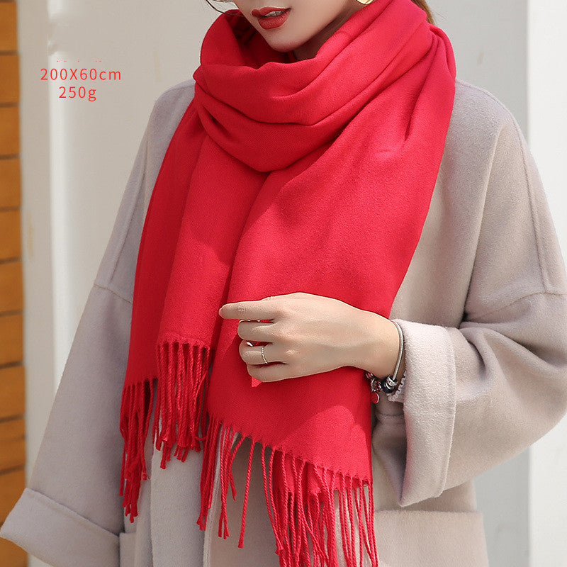 Chinese red imitation cashmere wool scarf