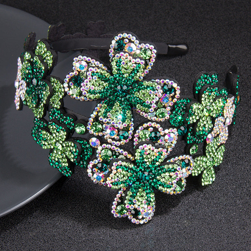 Women's Sweet Clover Flower Rhinestone Hair Bands-5