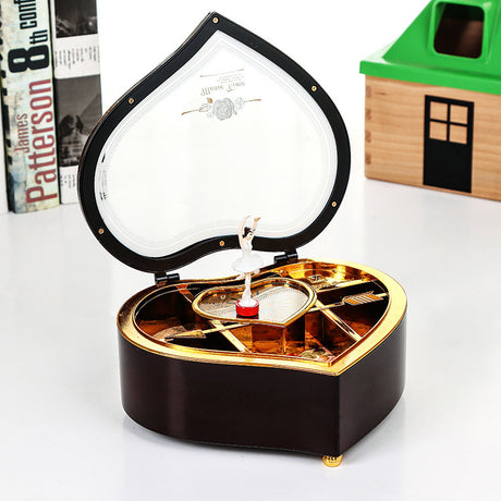 Large Peach Heart Music Rotating Girl Music Box Creative