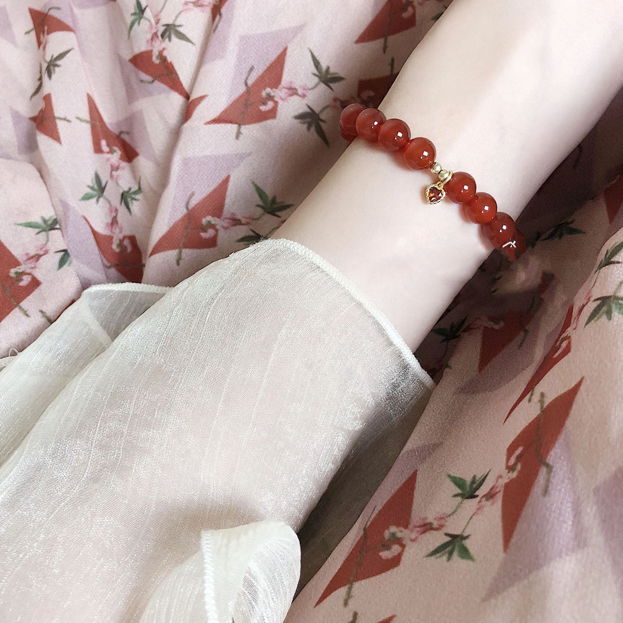 Natural red agate bracelet