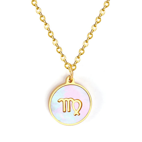 Minimalist White Shell Zodiac Necklace Adjustable Pendant-2