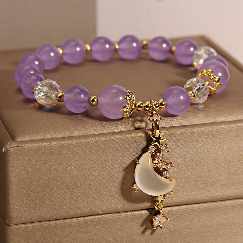 Chinese Style Amethyst Beaded Bracelet For Women