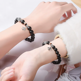 Obsidian Couple Bracelet with 925 Sterling Silver and Tiger Eye Beads-7