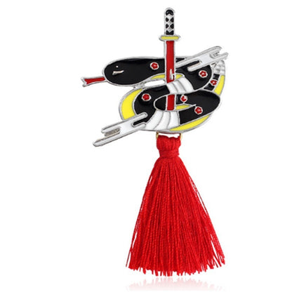 Chinese Style Red Tassel Brooch