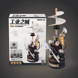 Birthday Gift for Boys Industrial City Da Vinci Helicopter Handmade Assembly Toy Model-2