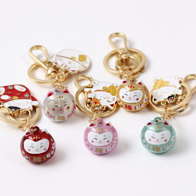 Cute Lucky Cat Car Keychain with Good Meaning-1