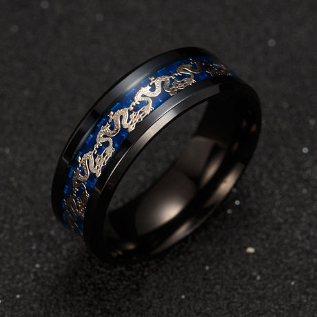 Vintage Chinese Dragon Plated Black Ring