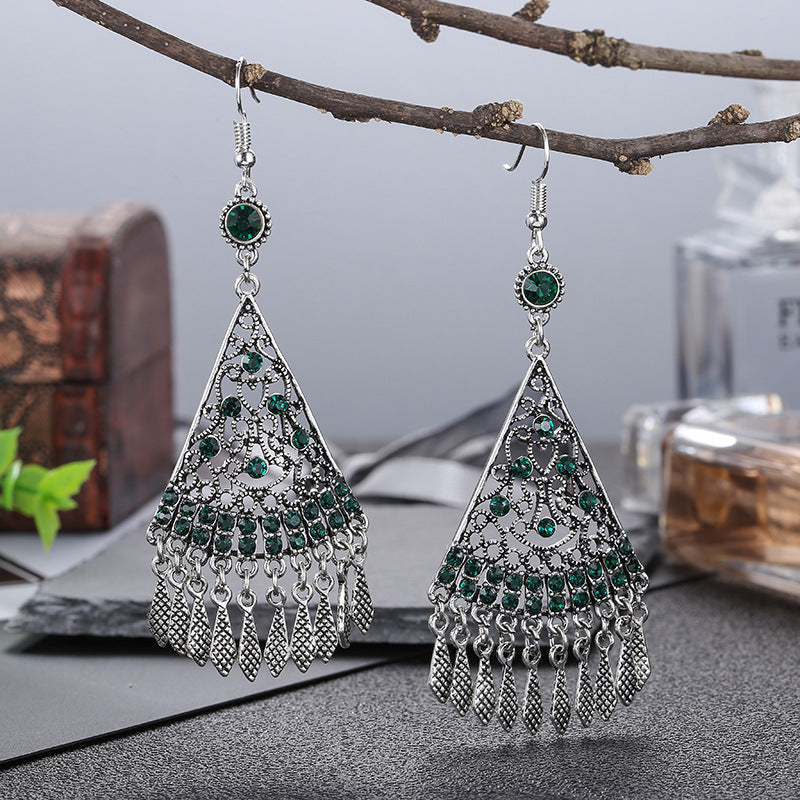 Textured Fan-Shaped Multilayer Earrings Chinese Style