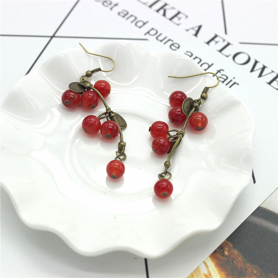 Small cherry pendant earrings earrings