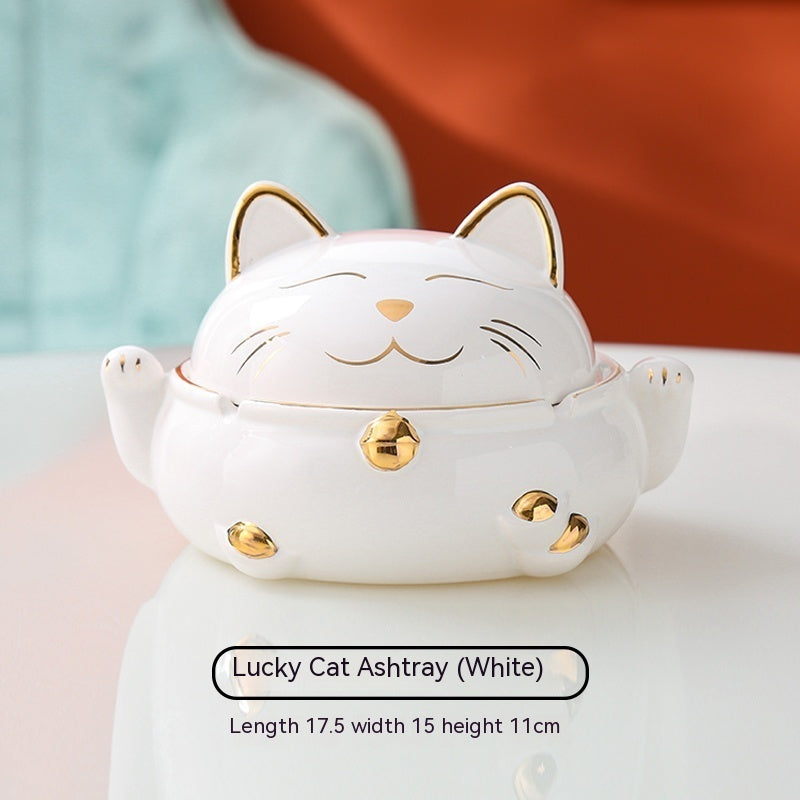 Lucky Cat Ashtray Home Living Room With Lid