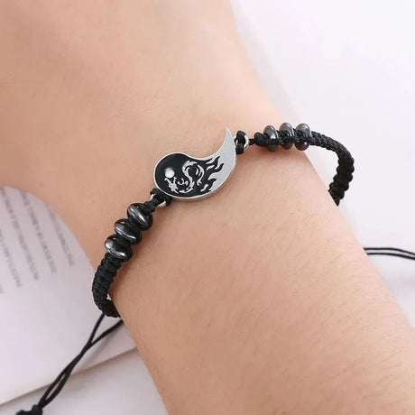 Chinese Style Retro Hand rope Tai Chi Double Dragon Bracelet-2