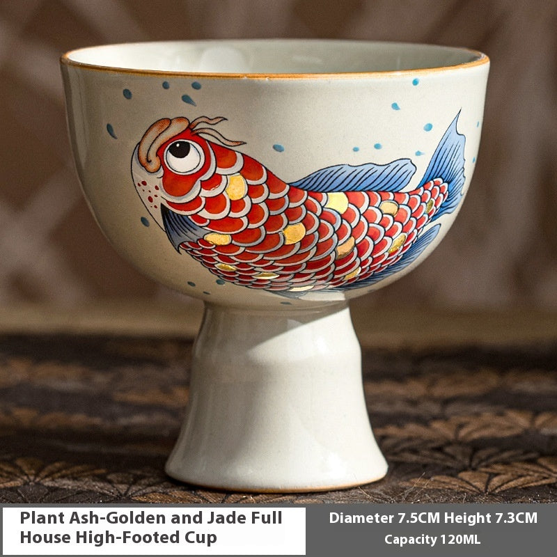 Chinese Style Koi Pattern Ceramic Home Master Teacups-9