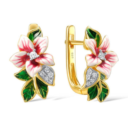 Enamel flower earrings