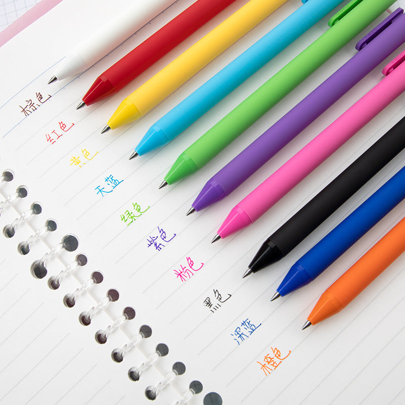 Einfaches, bonbonfarbenes, weiches Gelstift-Set mit neutralem Aquarell-Stifthalter