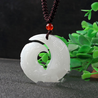 Peace Buckle Jade Pendant Embossed Sheepskin White Jade Kunlun