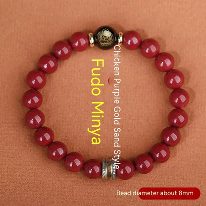 Cinnabar Bracelet Men's Purple Gold Sand Benming Buddha Bracelet