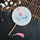 Plum Blossom Magpie Spring Color Embroidery Round Fan Photo Prop-3