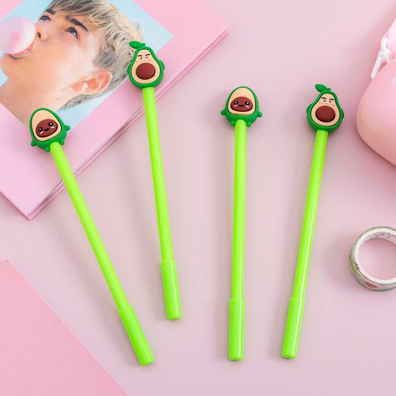 Gelstift für Studenten, kreativ, Cartoon-Ausdruck, Avocado, Schwarz, 0,5 mm