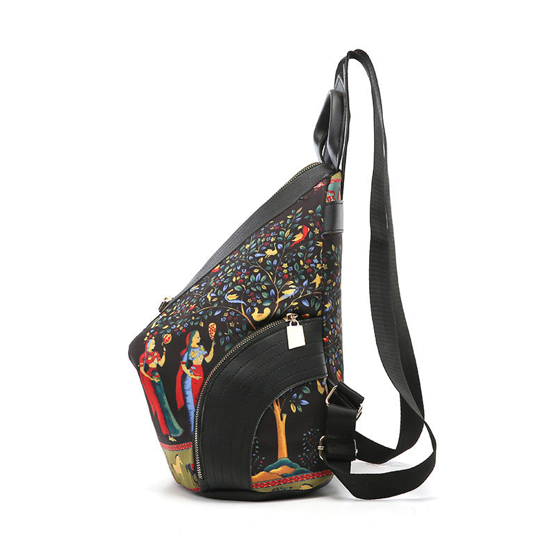 Fashion Ethnic Style Printed Backpack One-shoulder Portable Nylon Backpack