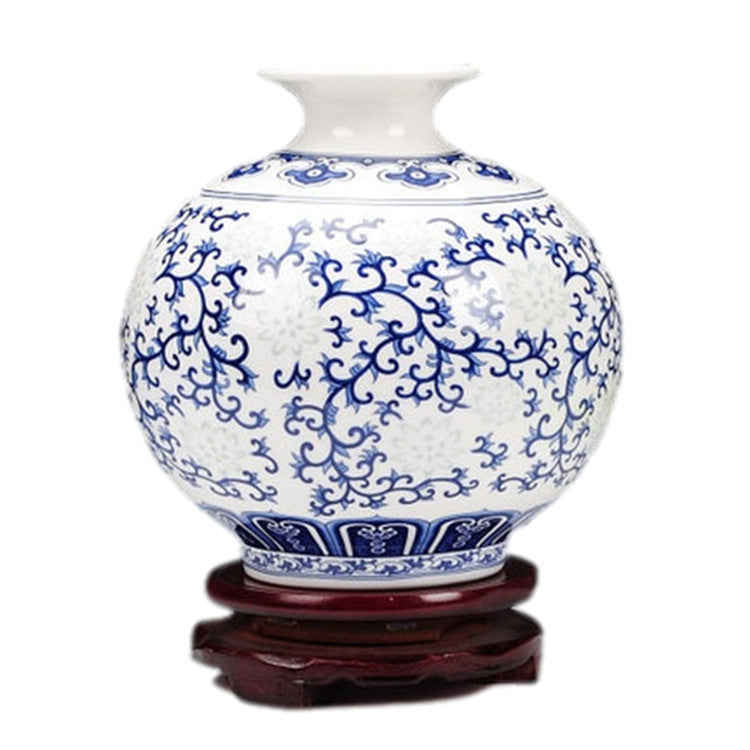 Chinese Decorative Vase With Blue And White Porcelain Flower Arrangement