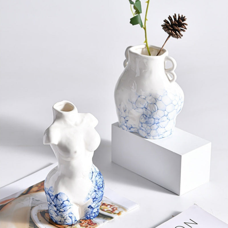 Ceramic Vase Decoration Art Body Small Blue And White Texture Homestay