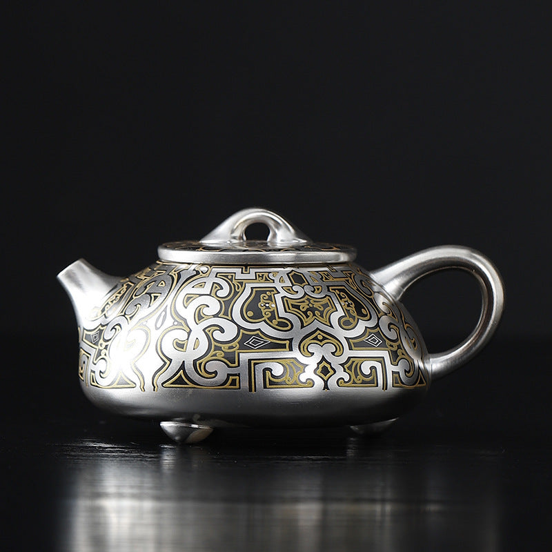 Hand-painted Silver Gilded Fengming Pot Teapot Single Teapot