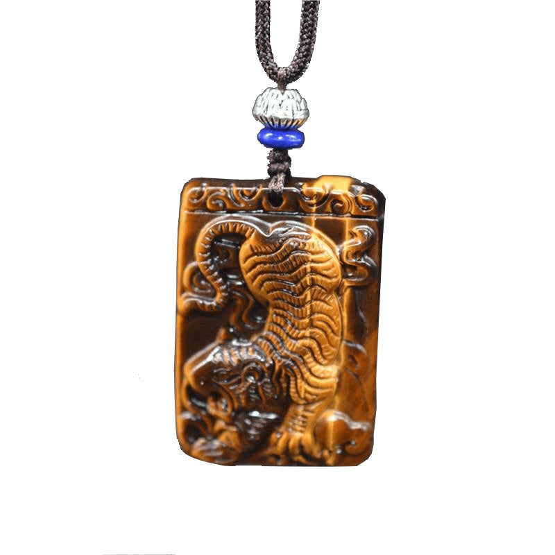 Tiger Eye' Stone Downhill Pendant Jade Zodiac Necklace