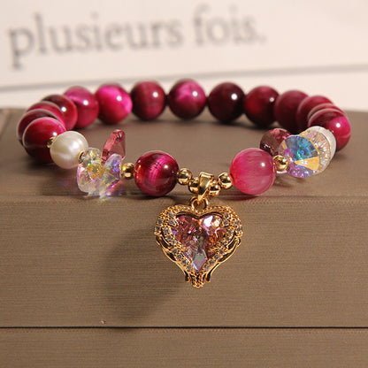 Rose Red Tigereye Crystal Bracelet