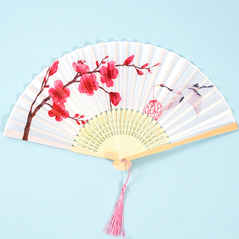 Chinese Style Women's Tasseled Portable Cheongsam Folding Fan-10