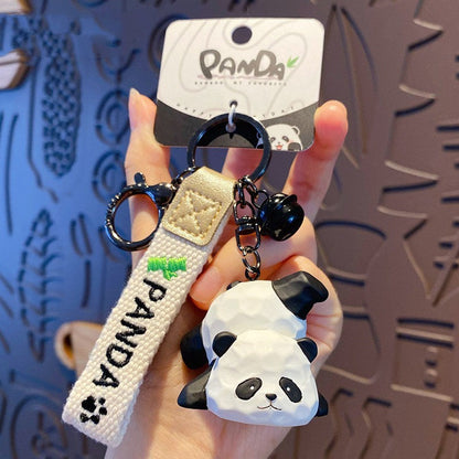 Resin Wood Carving Panda Keychain-2