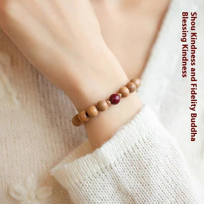 Natural Peach Wood New Chinese Meditation Bracelet