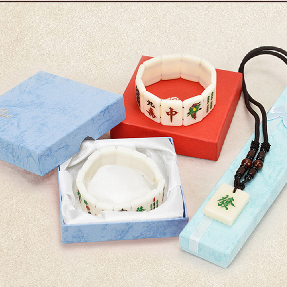 Acrylic Elastic String Mahjong Bracelet