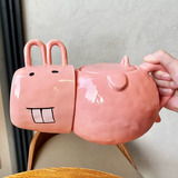 Funny Pig Nose Ceramic Teapot and Mug Set Gift-3