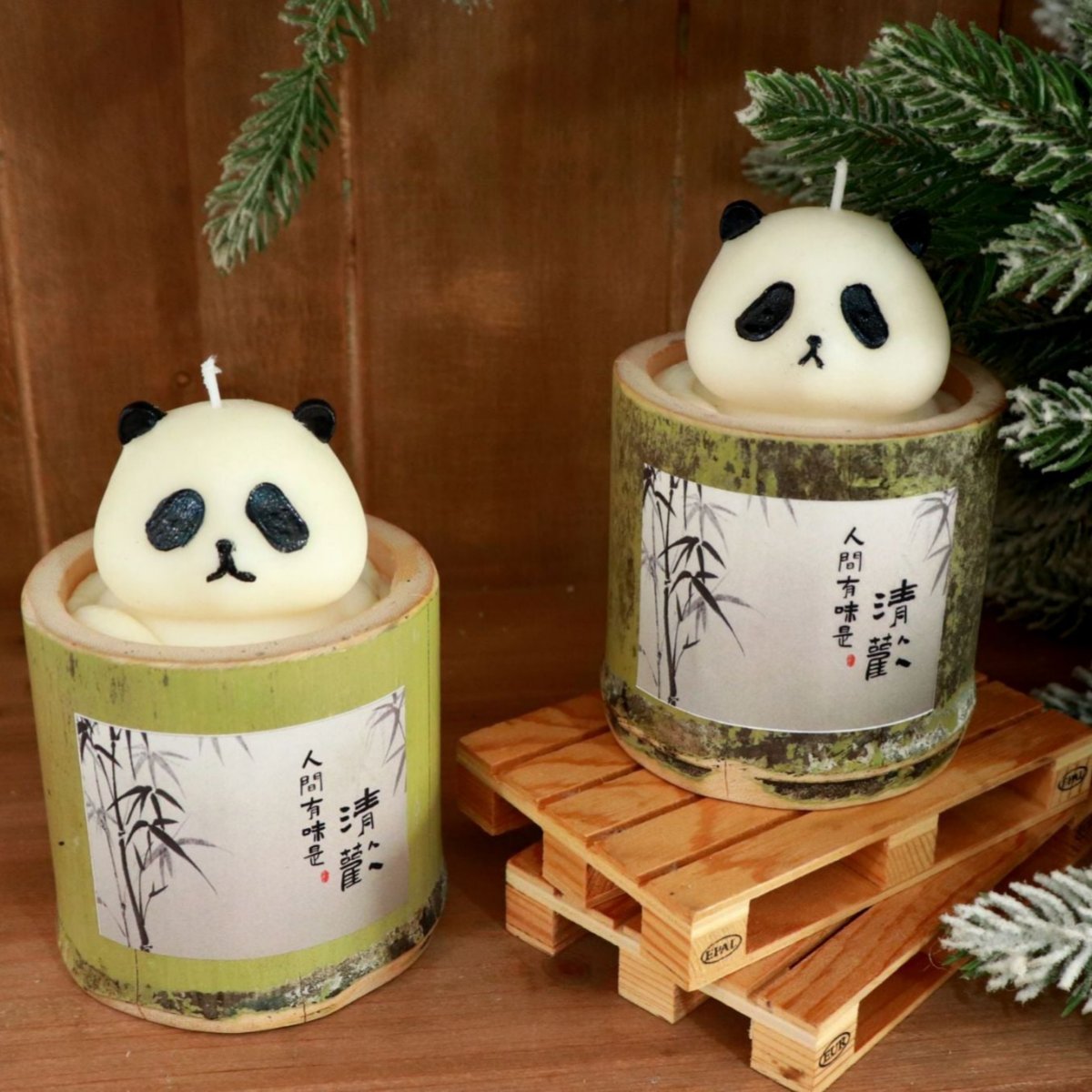 Panda Head Bamboo Tube Flower Fragrance Scented Candle-3