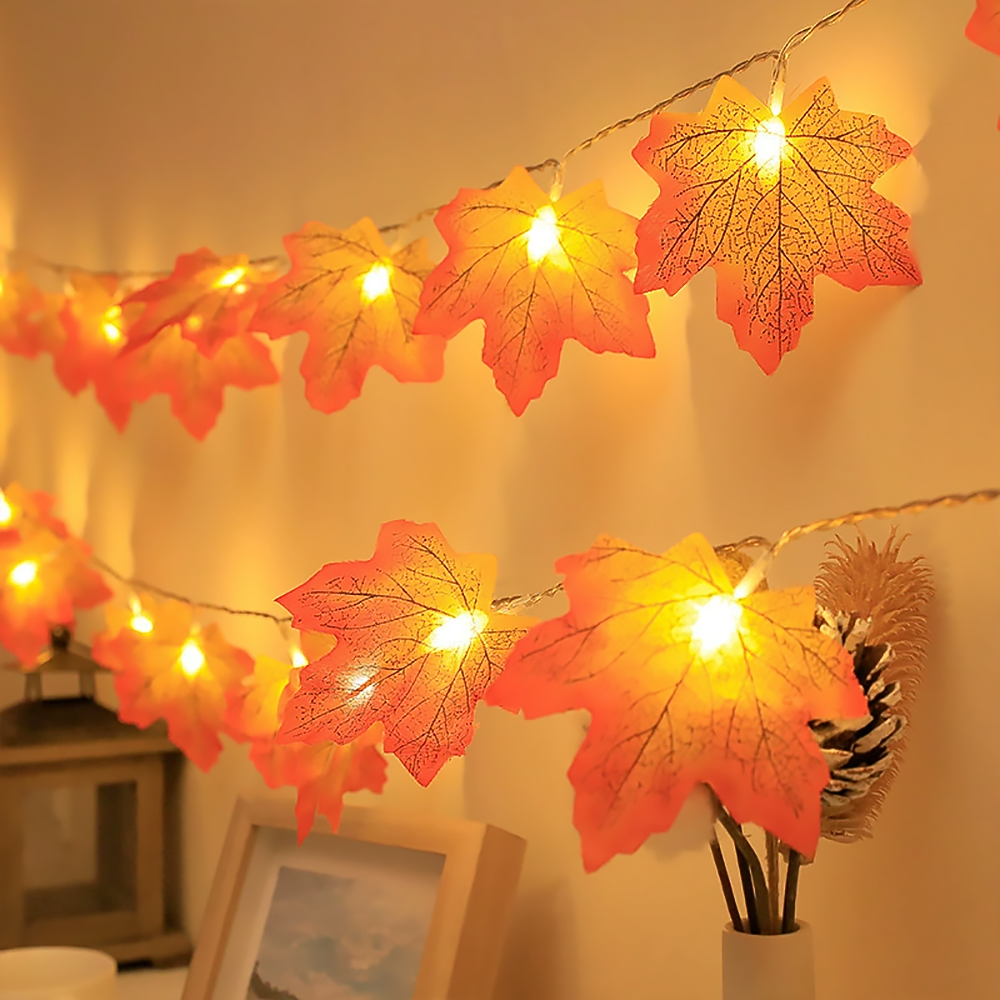 Thanksgiving Pumpkin Maple Leaf String Lights for Fall Home Decor-2