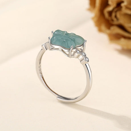 Natural Blauwasser Jade Schmetterlingsring für Frauen