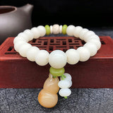 Weißes Jade -Bodhi -Wurzelarmband 108 Armband