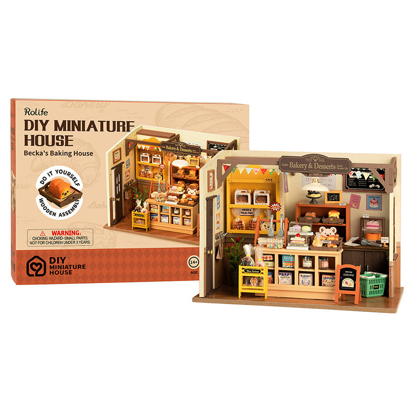 Beckas Backhaus DIY Miniatur House Children 3d Holzversammlung Spielzeug