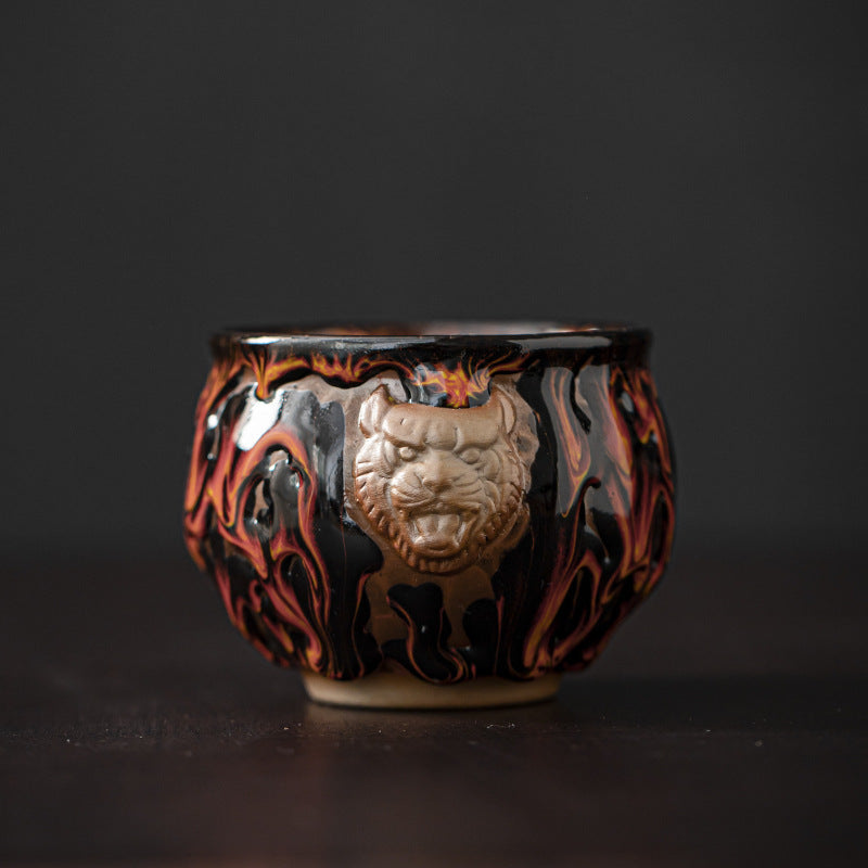 Jianzhan Four God Beasts Qinglong White Tiger Suzaku Xuanwu Tea Cup