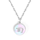 Minimalist White Shell Zodiac Necklace Adjustable Pendant-3