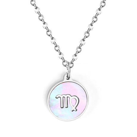 Minimalist White Shell Zodiac Necklace Adjustable Pendant-3
