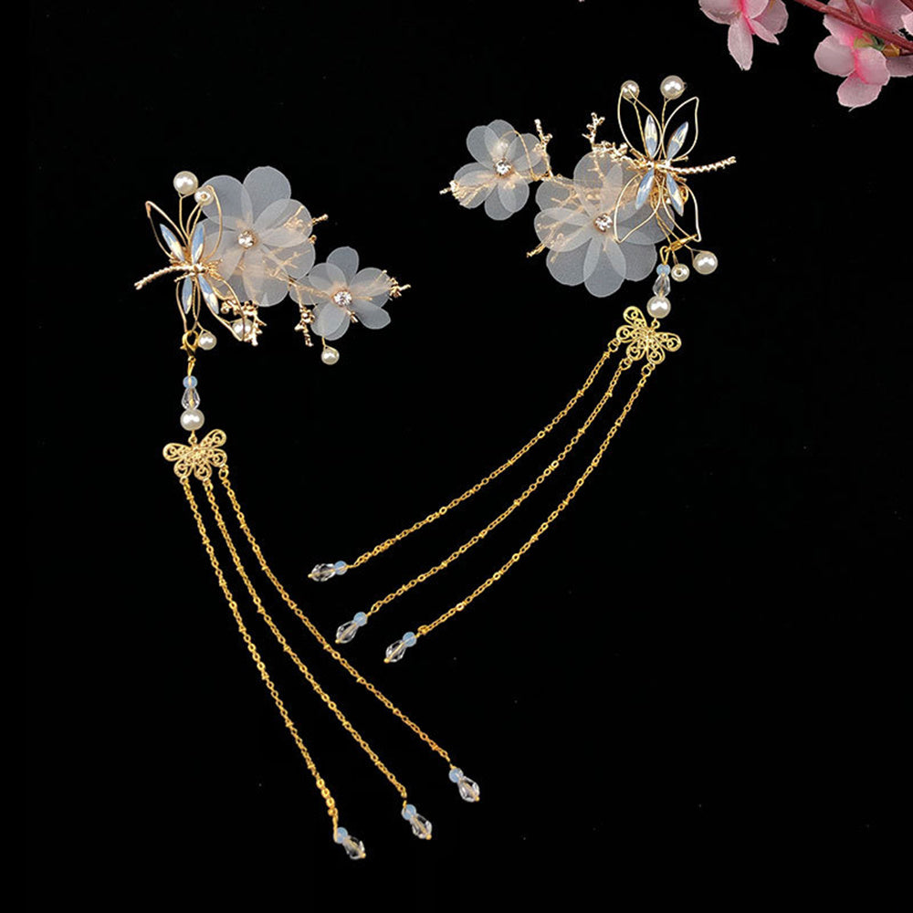 Ancient Style Butterfly Flower Tassel Hanfu Women Hairpin-2