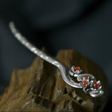 Vintage Silver Agate Hairpin Head Dress Hair Accessory